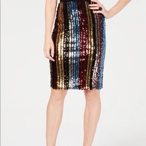 Rainbow sequin pencil skirt.
